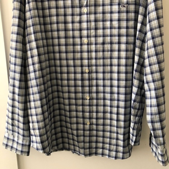 New Vineyard Vines Blue White Plaid Button Down Shirt XXL - Picture 4 of 10
